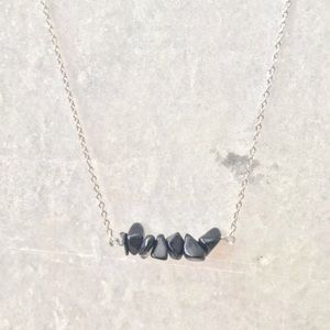 Onyx Bar Necklace on Silver